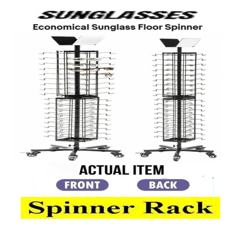 🛑 SUNGLASSES Spinner ➕ FLOOR RACK 4 Side STAND 🆒 DISPLAY Rolling Eyewear Metal